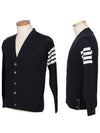 Men's Sustainable Classic Diagonal Wool Cardigan Navy - THOM BROWNE - BALAAN 3