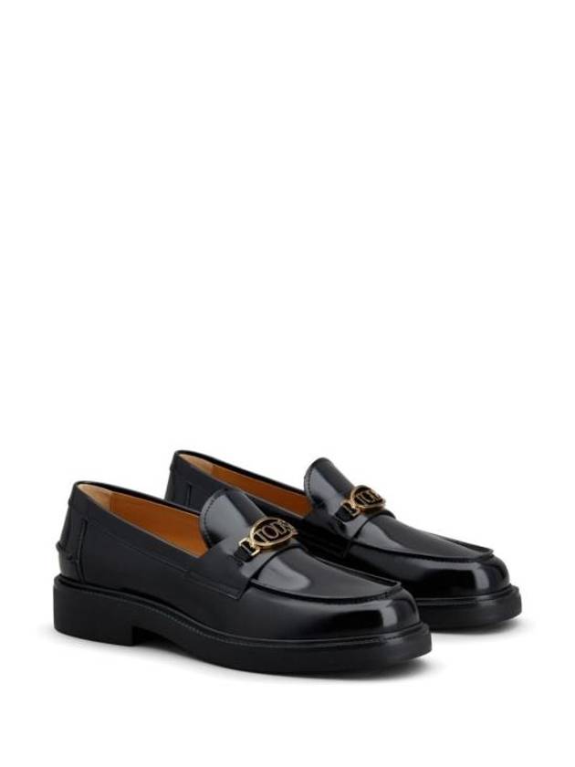 Metal Logo Leather Loafers Black - TOD'S - BALAAN 3