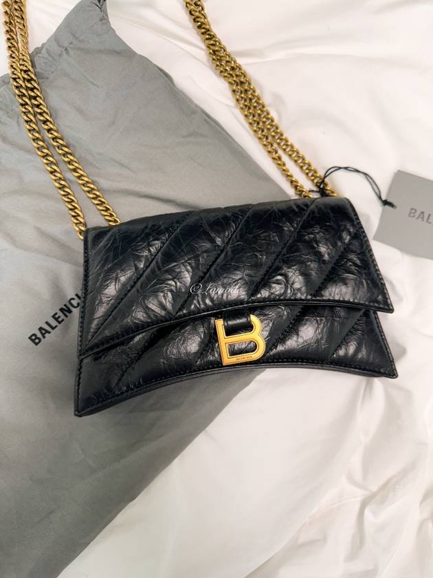 Crush XS Chain Quilted Shoulder Bag Black - BALENCIAGA - BALAAN 3