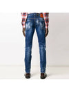 Men's Distressed Detail Paint Skinny Jeans Blue - DSQUARED2 - BALAAN 5