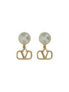 V Logo Pearl Earrings Gold - VALENTINO - BALAAN 4