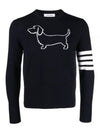 Hector 4-Bar Crewneck Pullover Merino Wool Knit Top Navy - THOM BROWNE - BALAAN 2