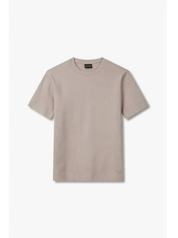 Men s Textured Cotton Easy T Shirt Light Brown - EMPORIO ARMANI - BALAAN 1