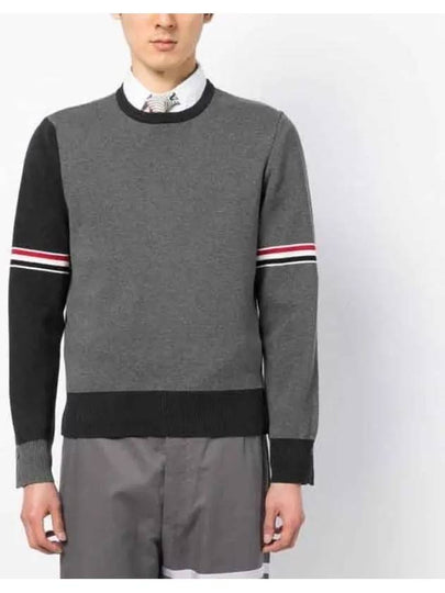 RWB Striped Crew Neck Knit Top Grey - THOM BROWNE - BALAAN 2