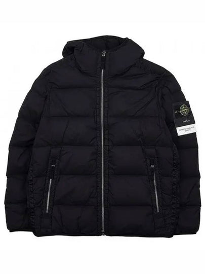 Seamless Logo Nylon Hooded Padded Jacket Black - STONE ISLAND - BALAAN 2