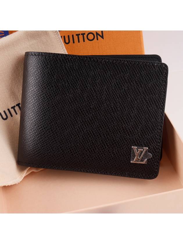 Multiple Taiga Leather Half Wallet Black - LOUIS VUITTON - BALAAN 3