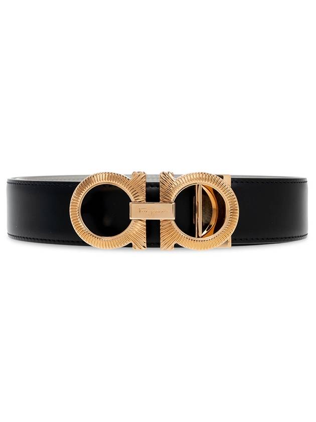 Gancini Reversible Leather Belt Black - SALVATORE FERRAGAMO - BALAAN 1