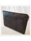 Intrecciato Weaving Zipper Medium Clutch Bag Dark Brown - BOTTEGA VENETA - BALAAN 3