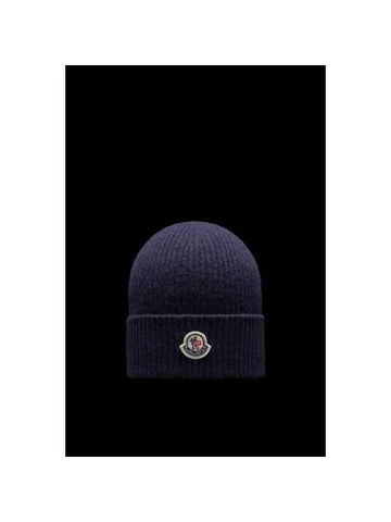 Cashmere Blend Beanie Navy - MONCLER - BALAAN 1