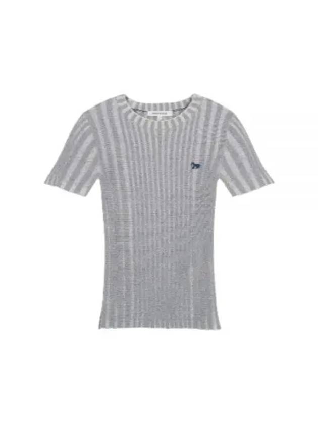 Baby Fox Patch Cropped Rib Knit Top Grey - MAISON KITSUNE - BALAAN 1