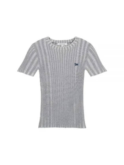 Baby Fox Patch Cropped Rib Knit Top Grey - MAISON KITSUNE - BALAAN 2