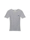 Baby Fox Patch Cropped Rib Knit Top Grey - MAISON KITSUNE - BALAAN 1