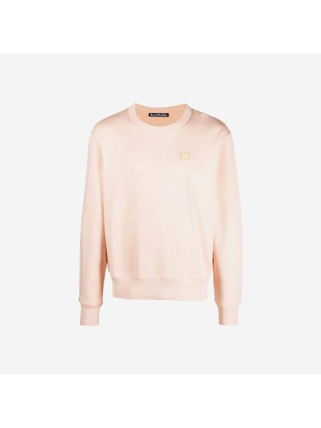 Face Logo Patch Cotton Sweatshirt Powder Pink - ACNE STUDIOS - BALAAN 1