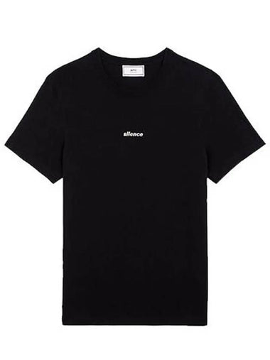 Silence Embroidery Short Sleeve TShirt Black E19J142 720 - AMI - BALAAN 1