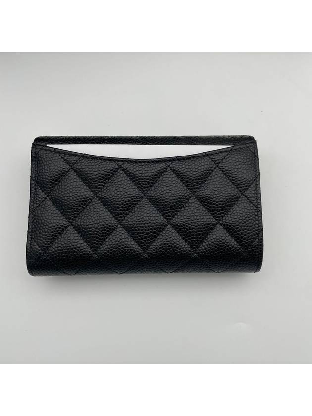 Classic Flap Wallet Grained Calfskin & Silver Black - CHANEL - BALAAN 5