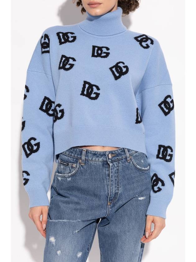 Dolce & Gabbana Turtleneck With Logo, Women's, Blue - DOLCE&GABBANA - BALAAN 3