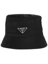 Triangle Logo Re-nylon Bucket Hat Black - PRADA - BALAAN 3