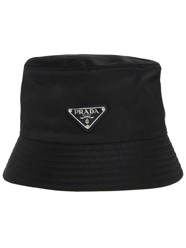 Triangle Logo Re-nylon Bucket Hat Black - PRADA - BALAAN 3