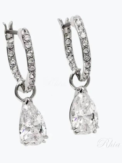 Stilla Pear Cut Hoop Earrings Silver - SWAROVSKI - BALAAN 2