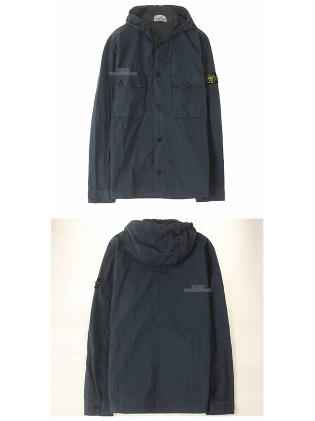 20SS 721512408 V0028 Wappen Patch Hooded Shirt Button Jacket Blue Navy Men's Jacket TEO - STONE ISLAND - BALAAN 4