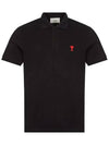 Small Heart Logo Polo Shirt Black - AMI - BALAAN 2