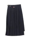 Super 120S Twill Below Knee Pleated Skirt Navy - THOM BROWNE - BALAAN 3