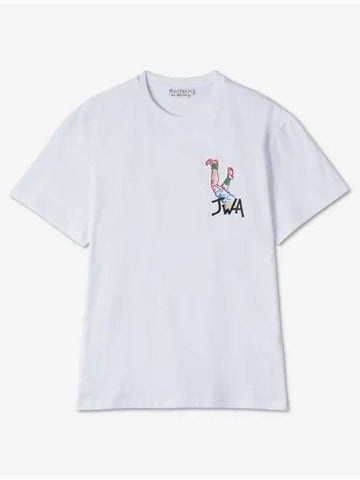 J W ANDERSON JWA Logo Graphic Embroidered Short Sleeve T Shirt White JT0060PG0772001 - JW ANDERSON - BALAAN 1