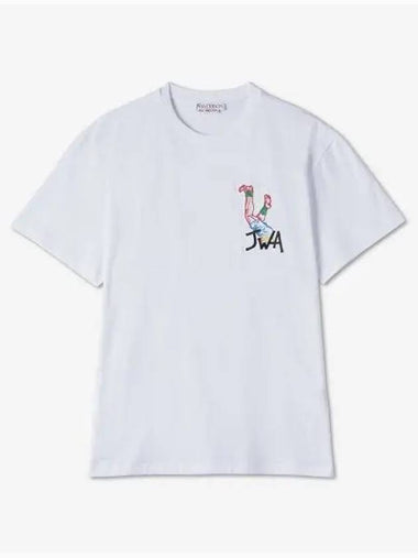 J W ANDERSON JWA Logo Graphic Embroidered Short Sleeve T Shirt White JT0060PG0772001 - JW ANDERSON - BALAAN 1