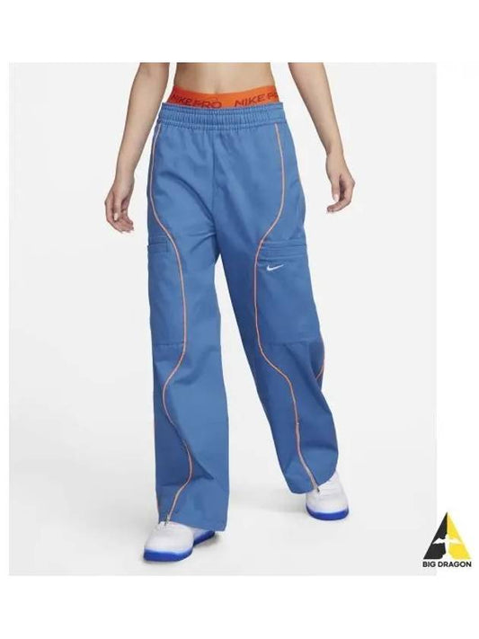 Sportswear High Waist Woven Pants W Star Blue Bright Mandarin White FN1950 402 - NIKE - BALAAN 1