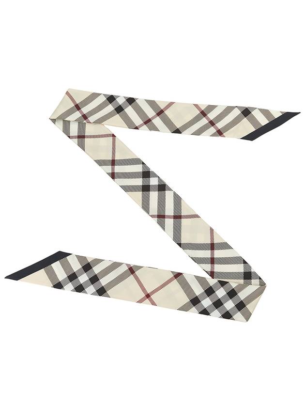 Skinny Check Silk Scarf Stone - BURBERRY - BALAAN 4