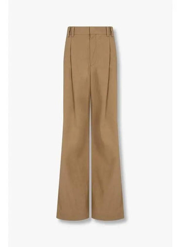 Women s Two Tuck Pleated Cotton Wide Pants Camel - BRUNELLO CUCINELLI - BALAAN 1