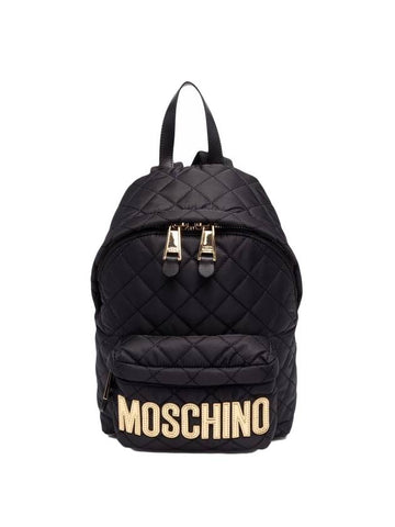 Logo Quilting Backpack Black - MOSCHINO - BALAAN 1