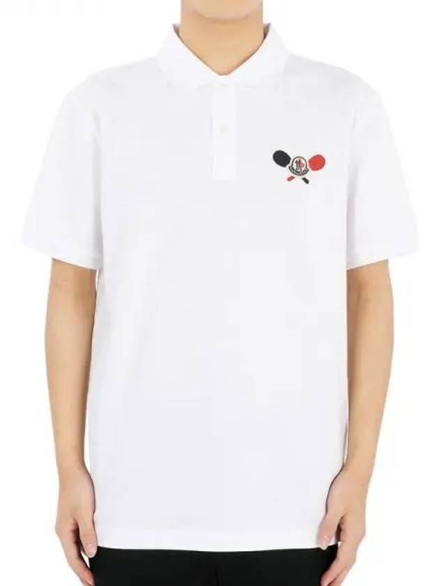 Men s Tennis Logo PK Short Sleeve White 8A00009 89A16 002 1065197 - MONCLER - BALAAN 1