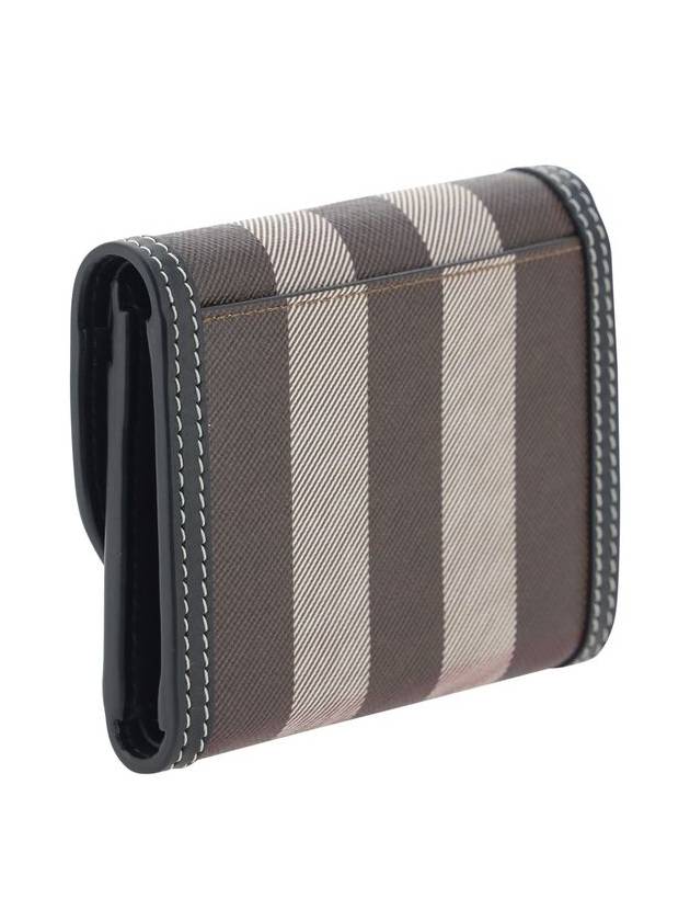 Check Print Leather Half Wallet Brown - BURBERRY - BALAAN 3