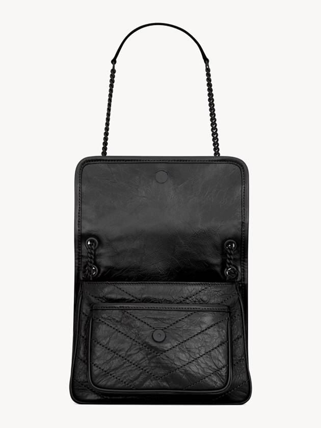 Crinkle Vintage Leather Monogram Nikki Bag Baby Black Chain 633185 - SAINT LAURENT - BALAAN 4