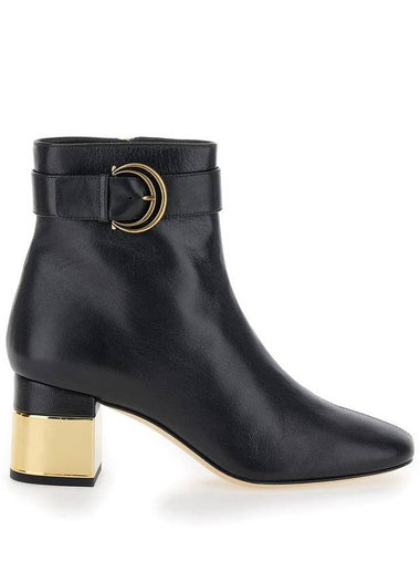 'Alize' Black Ankle Boots With C Buckle In Smooth Leather Woman - CHLOE - BALAAN 1