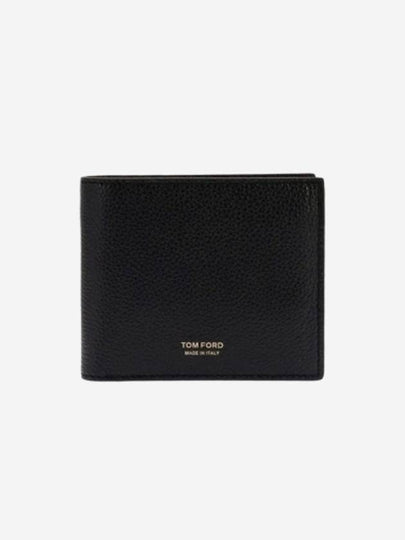 Men's T-Line Small Grain Leather Half Wallet Black - TOM FORD - BALAAN 2