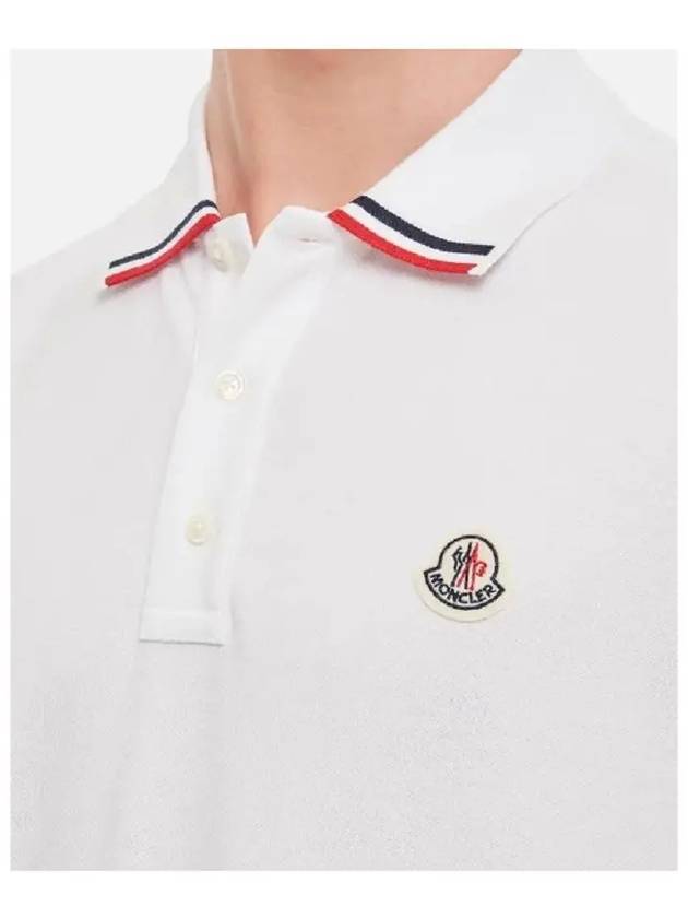 Logo Patch Three-Line Collar Short Sleeve Polo Shirt White - MONCLER - BALAAN 5