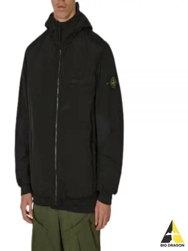 PrimaLoft-TC Nylon Zip Up Hoodie Black - STONE ISLAND - BALAAN 2