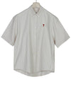 Camp Heart Embroidered Logo Short Sleeve Cream - AMI - BALAAN 2