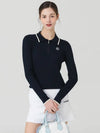 Rayon collar neck half zip-up ribbed knit NAVY - MONBIRDIE GOLF - BALAAN 5