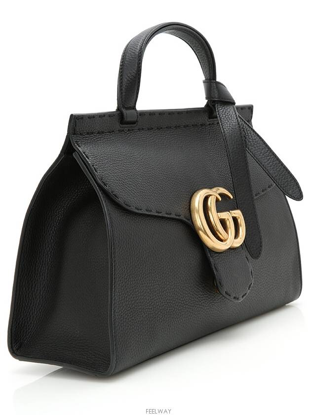 421890 GG Marmont Top Handle Flap Bag Black Gold - GUCCI - BALAAN 3