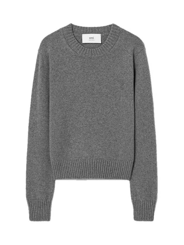 De Coeur Logo Crew Neck Cashmere Knit Top Grey - AMI - BALAAN 2