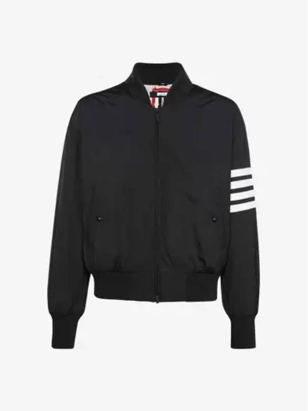 Poly Twill 4-Bar Oversized Knit Down Bomber Jacket Charcoal - THOM BROWNE - BALAAN 3