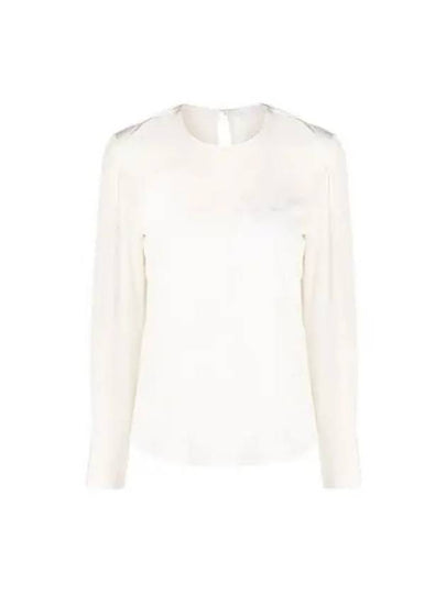 WoMen's Chest Embroidery Deco Silk Blouse Dusty White - CHLOE - BALAAN 2