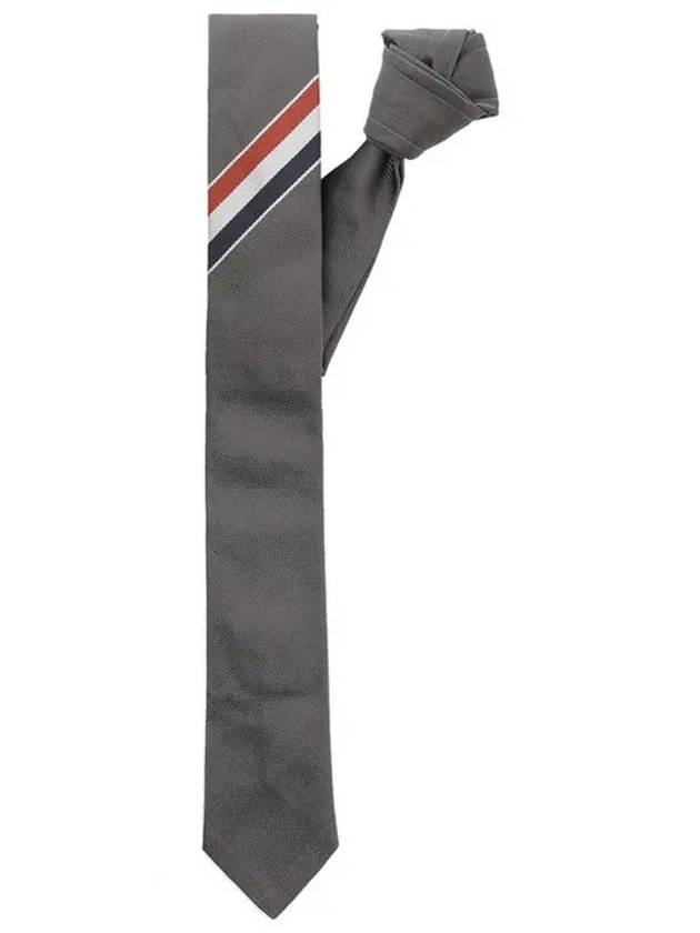 Men's Grosgrain Stripe Tie Dark Grey - THOM BROWNE - BALAAN 3