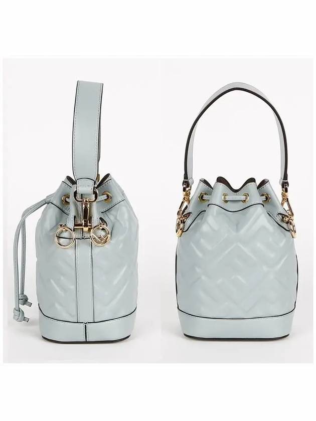 Mon Tresor FF Motif Leather Mini Bag Light Blue - FENDI - BALAAN 4