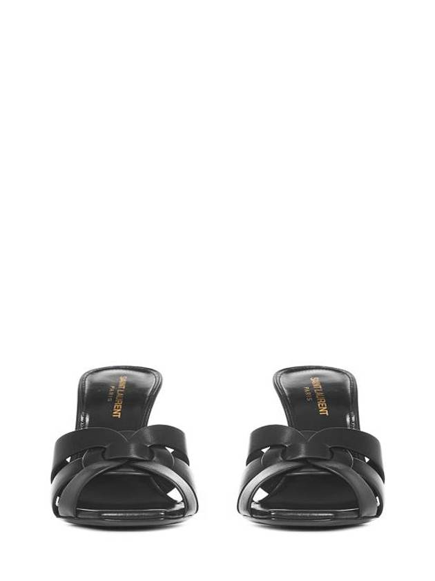 Tribute Leather Sandal Heels Black - SAINT LAURENT - BALAAN 4