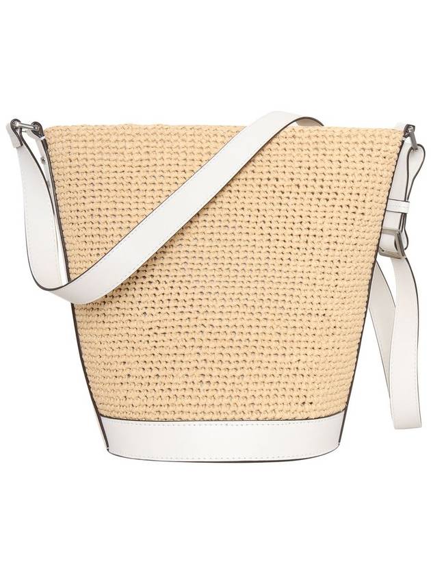 Townsend Medium Straw Bucket Cross Bag White Beige - MICHAEL KORS - BALAAN 4