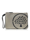 Classic Smooth Calf Refined Canvas Pouch Bag Ecru Black - MULBERRY - BALAAN 2